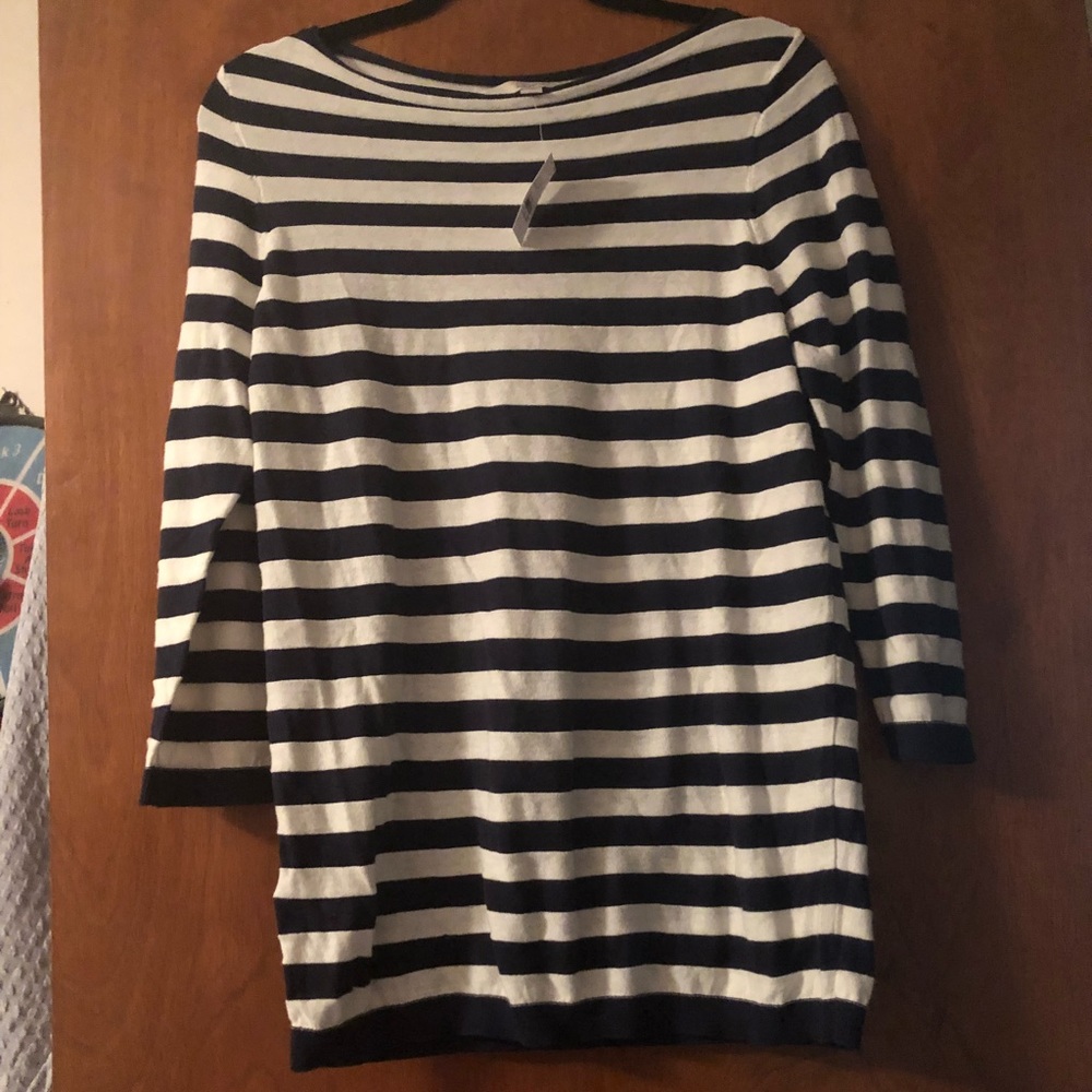 LOFT navy and white striped sweater
